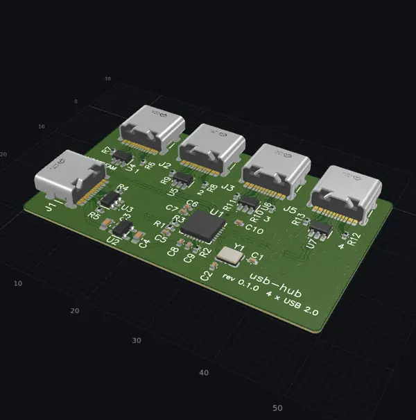 usb-hub, 3d view