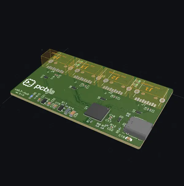 The usb3-hub example board in 3D